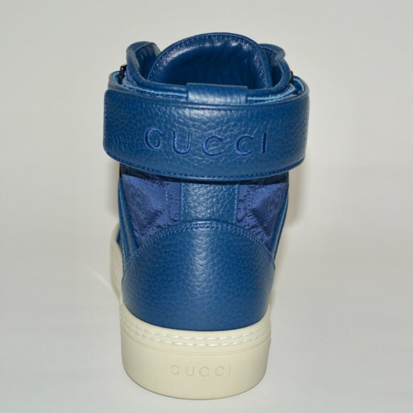 NIB GUCCI GG GUCCISSIMA MENS HITOP NYLON LEATHER SNEAKERS - Picture 9 of 12